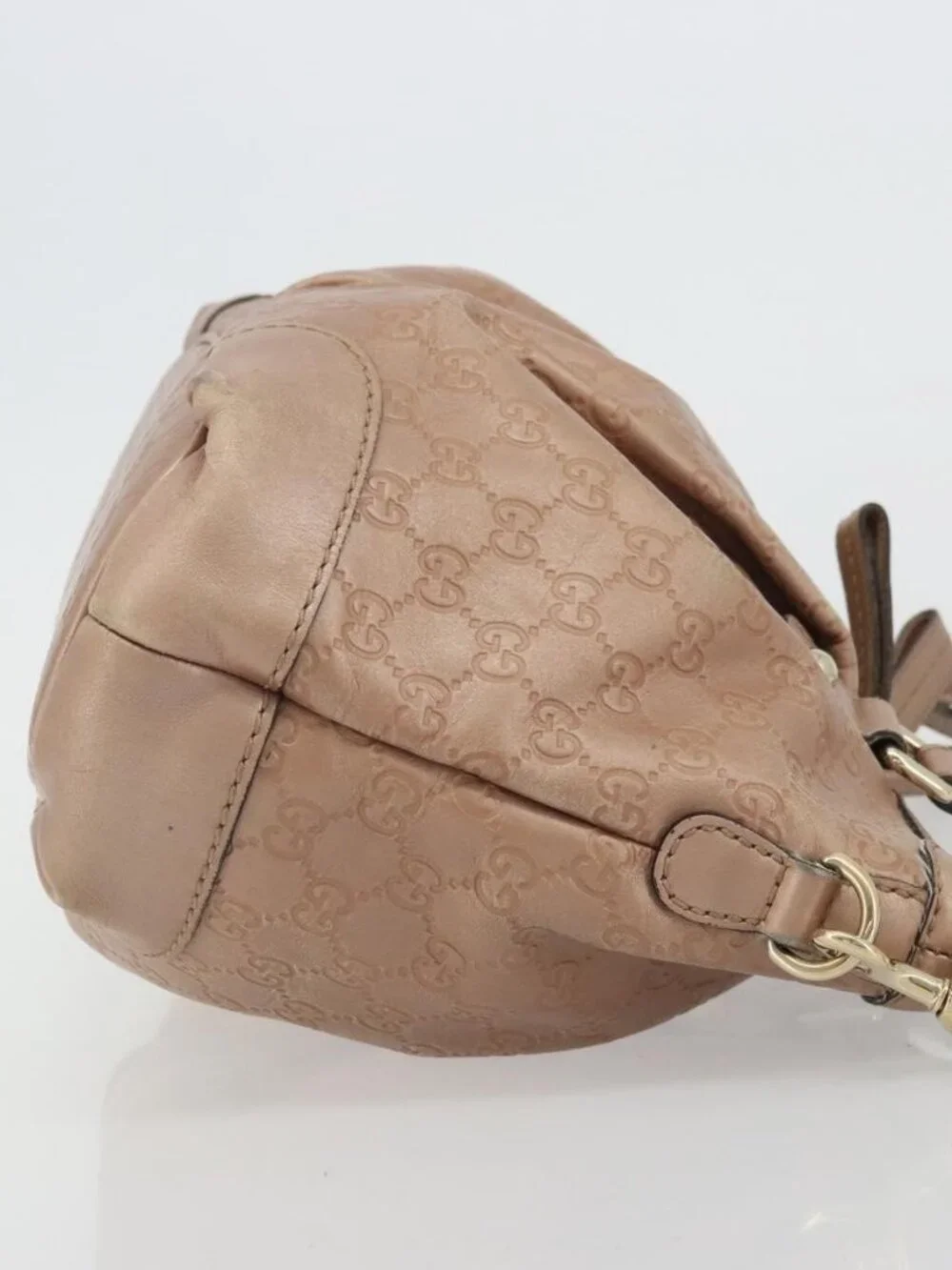 GUCCI GG Canvas Guccissima Sukey Bag Leather 2way Pink Gold 247902 Auth 176609